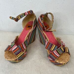 Rocket Dog Platform Wedge BOHO Sandals Women  6.5 M Slip On Woven Open Toe Shoes
